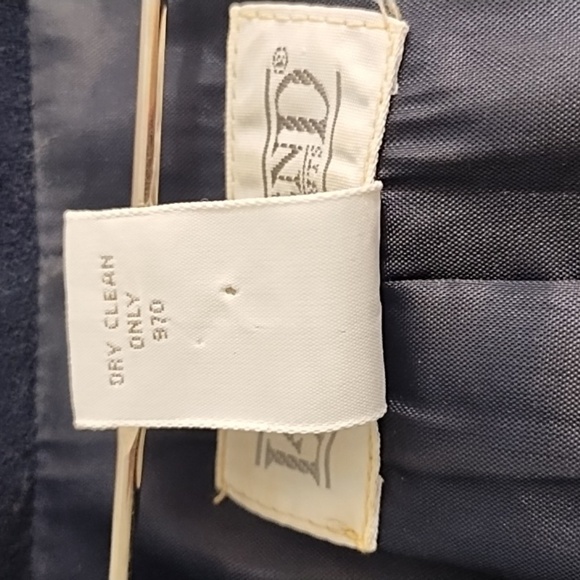 Lands End Navy Shirt Waist Covered Button Placket Wool Fully Lined Dress Pockets - Picture 10 of 16